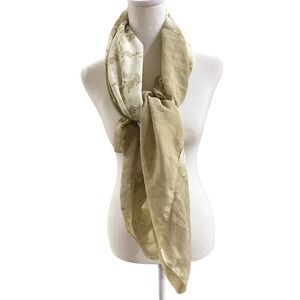 Nurel Turkey Floral‎ Sheer Scarf Beige Green Lightweight Wrap Shawl Vintage Look